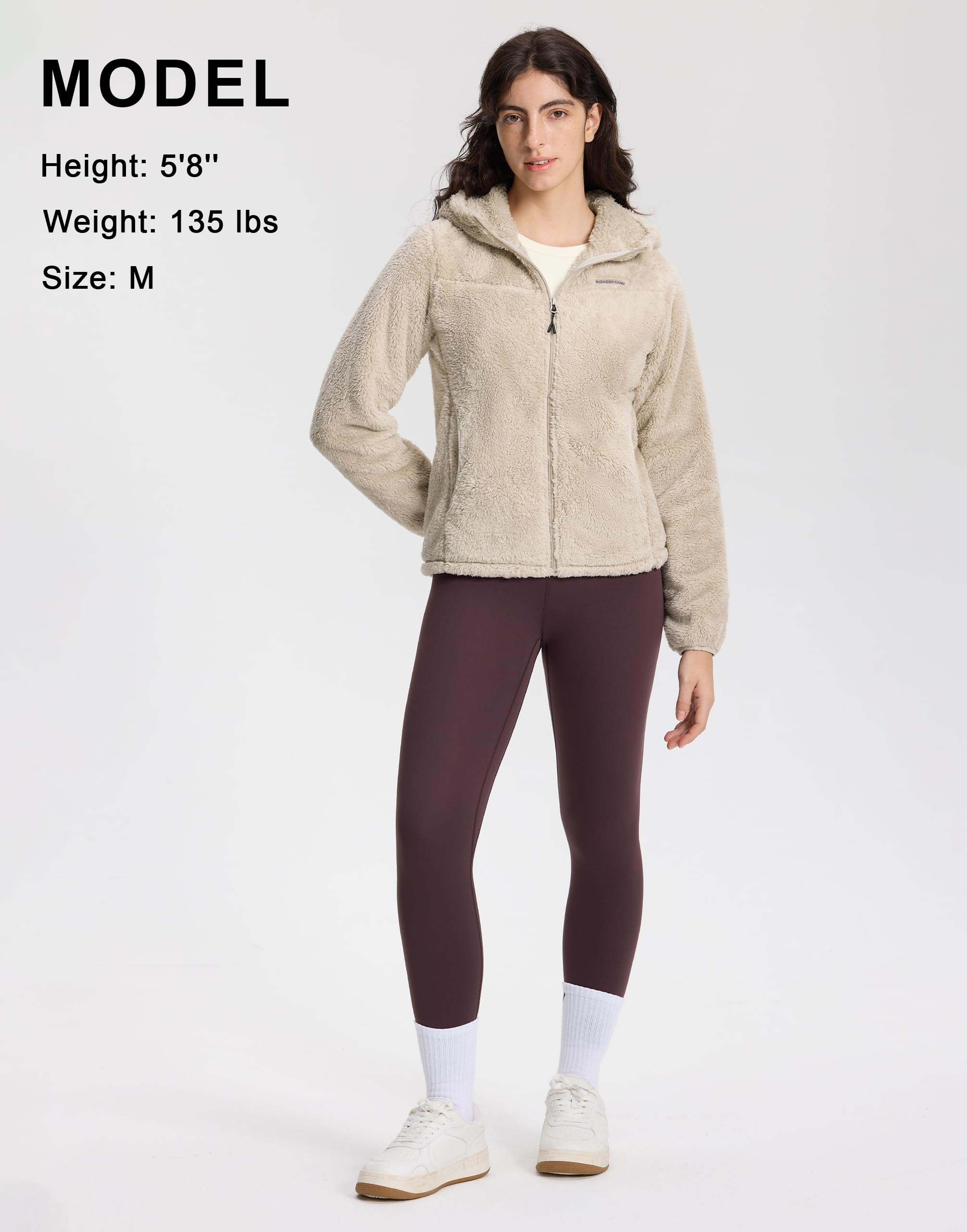 Pioneer Camp Giacca in pile da donna con zip intera, leggera, calda e morbida, con cappuccio, per primavera, autunno, inverno