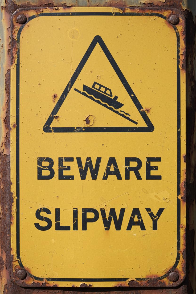 Wall Decor Beware Slipway - Water Safety Sign Metal Sign 8x12Inch Clear Signage For S, Fences Vintage Signs Aluminum Plates Printed