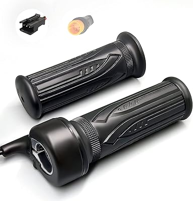 MUSELK Electric Bike Full Twist Throttle Right Handle Throttle 24V 36V 48V 60V 72V with 3 pin Waterproof/SM Connector for EBike or Folding Electric Scooter (20X-Full-SM)