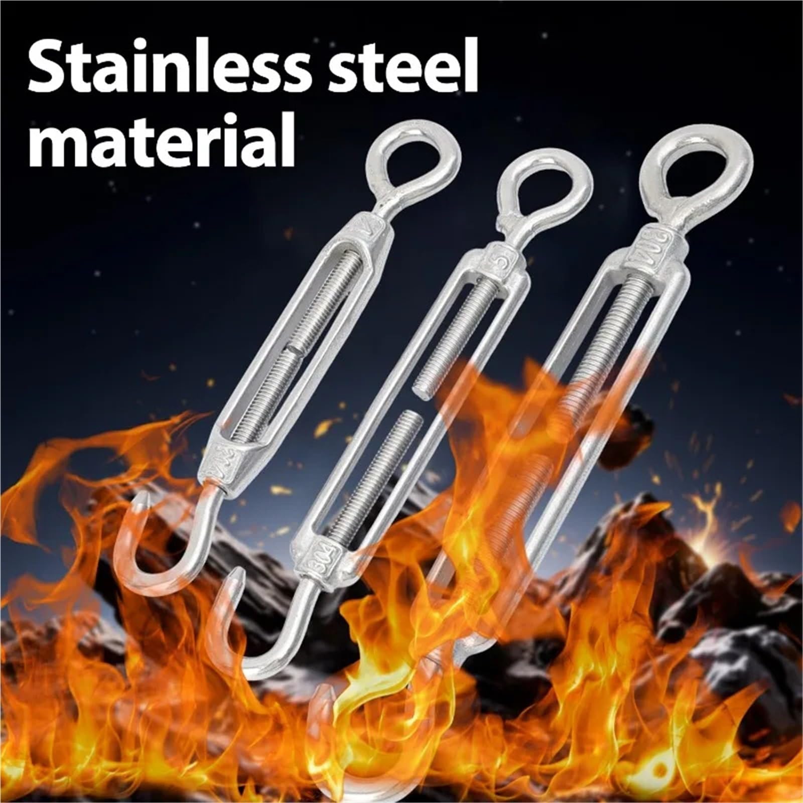 10/5 pezzi di tenditori regolabili con gancio e occhiello in acciaio inossidabile for tende da sole esterno, stendibiancheria, cavi giardino Tenditori(10PCS,M5)