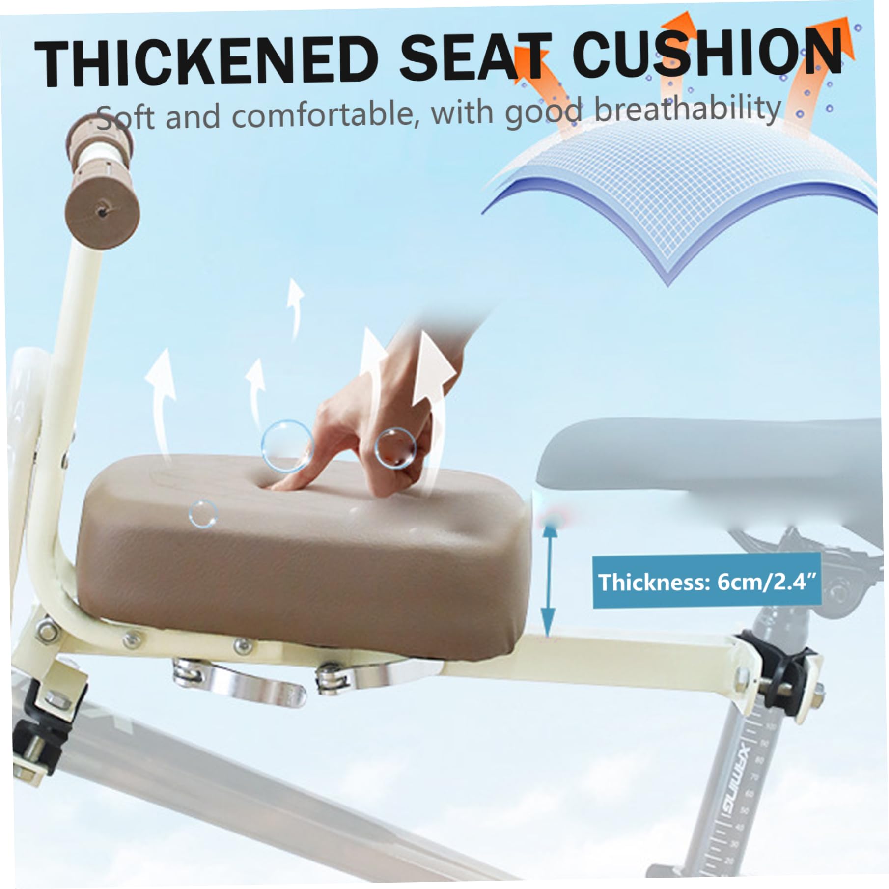 Kids Bike Seat, Thickened Comfort Safety Baby Seat with Handrail Seatbelts Pedal for Toddlers 6-36 Months Old — view 5