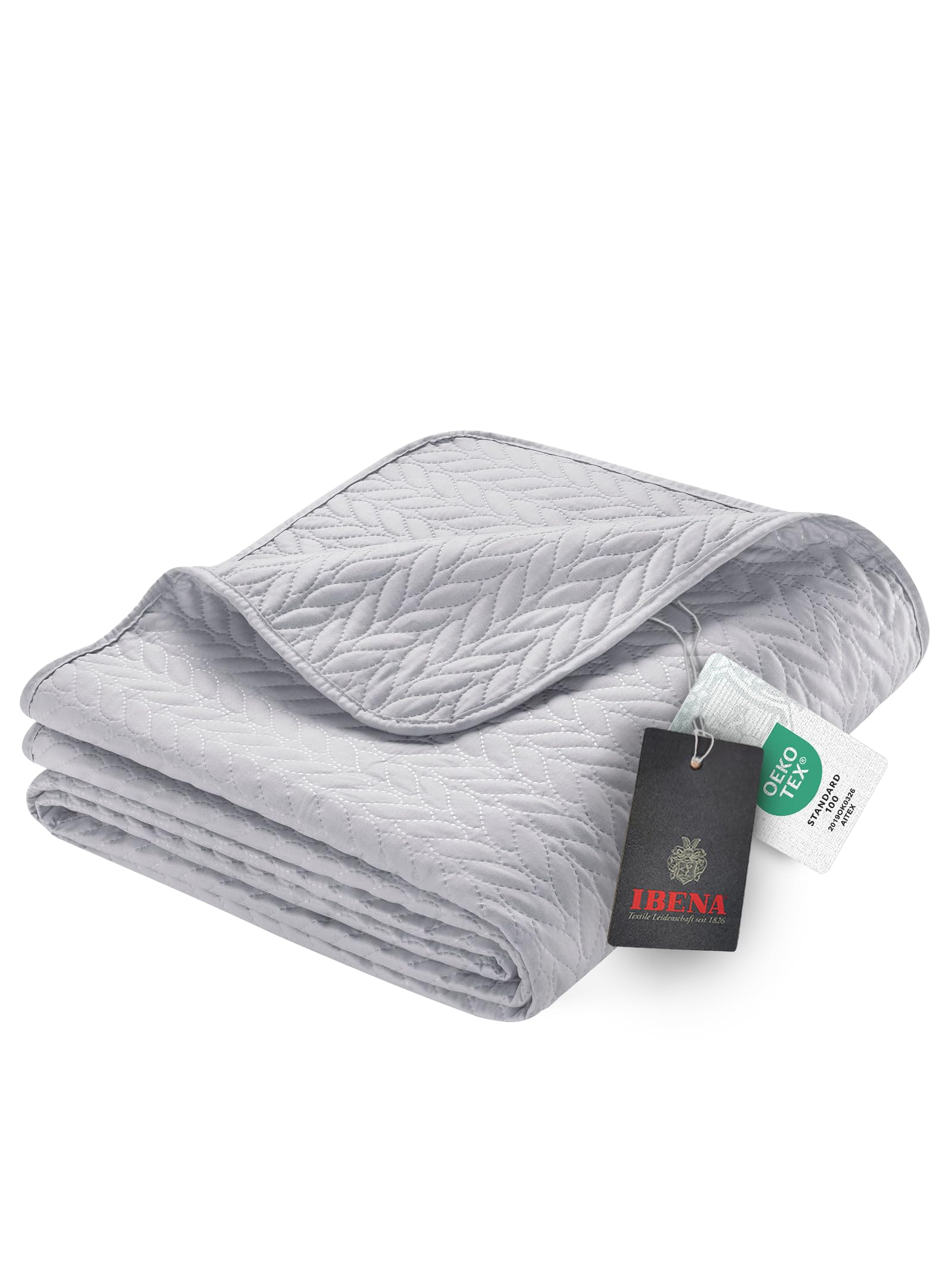 Ibena Nancy Tagesdecke 280x250 cm Tagesdecke Grau Leichte Decke mit Zopfmuster