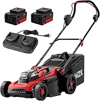 MZK 40V 16" Cordless Electric Lawn Mower Brushless 2-in-1 Mulch Bag Push Mower 2x4.0Ah Batteries 5 Heights LM16B011