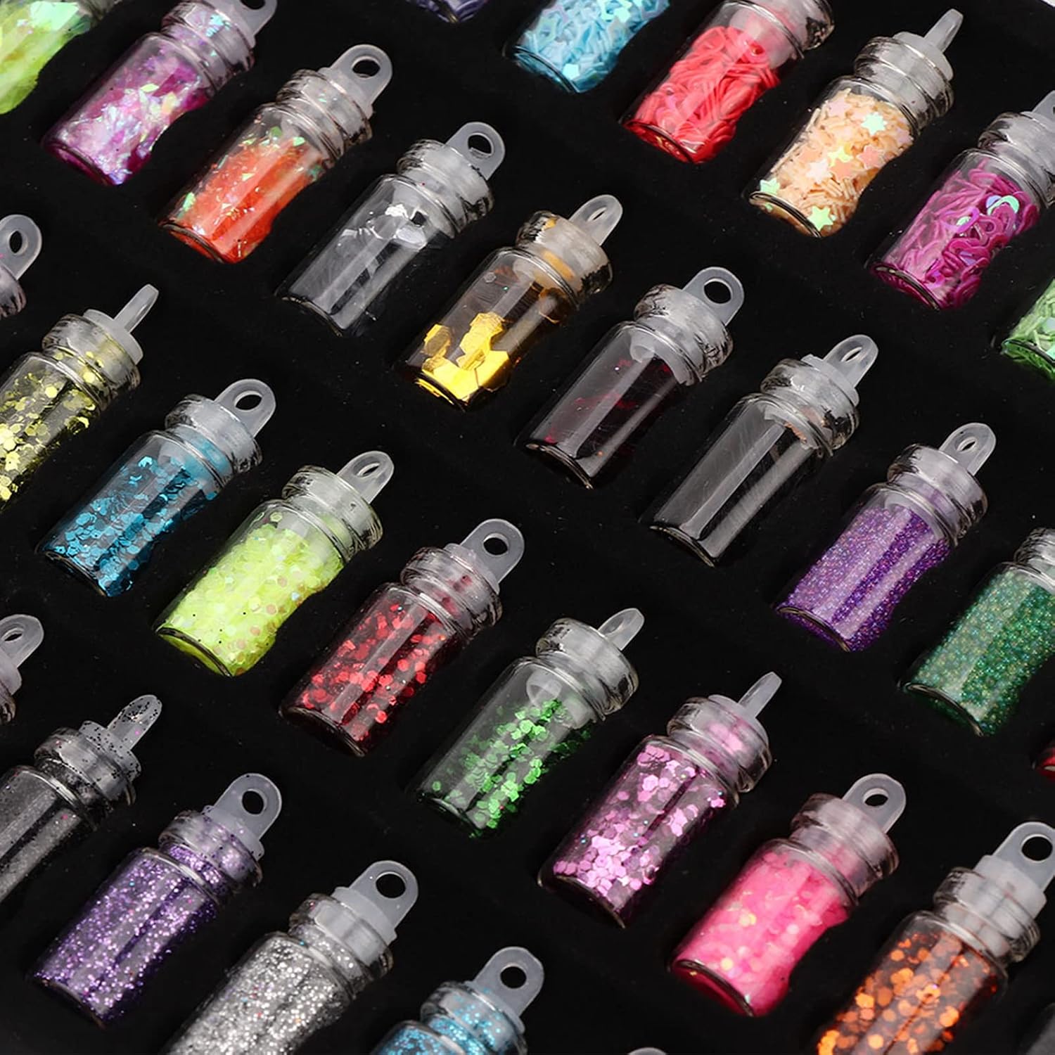 Glitter Sequins Set, 48 Bottles Multi Shape Nail Art Sparkle Flakes Colorful Resin Craft Flash Sequins for DIY Jewelry Making Nail Decor