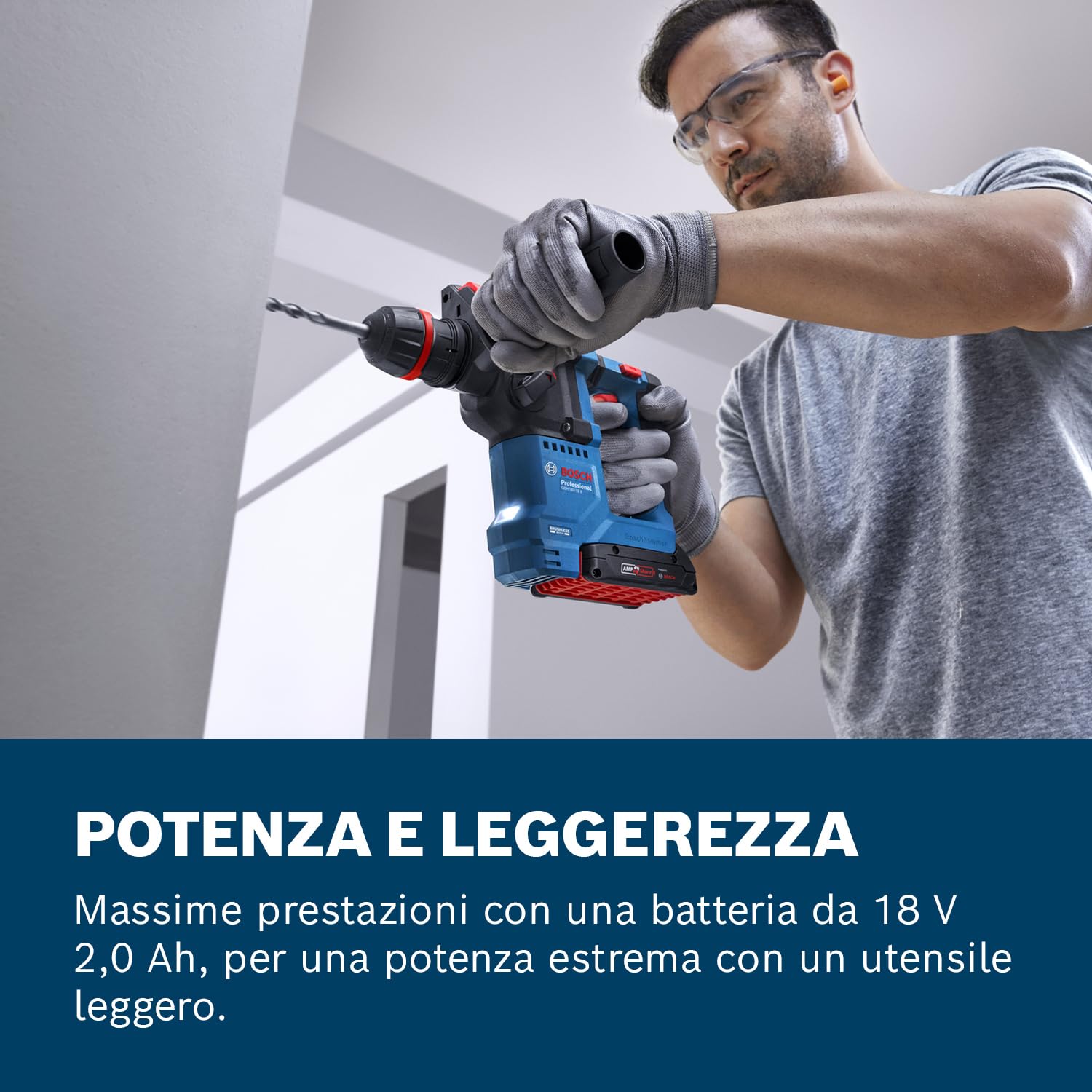 Bosch Professional 18V System Martello perforatore a batteria GBH 18V-18 X (ONECHUCK, incl. 2x 18V 2.0Ah, GAL 18V-40, GDE 24)