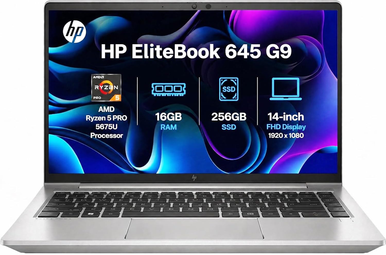 HP EliteBook 645 G9 14″ FHD Business Laptop, AMD Ryzen 5 PRO 5675U, 16GB RAM, 256GB SSD, Backlit Keyboard, HDMI, Windows 11 Pro (Renewed)