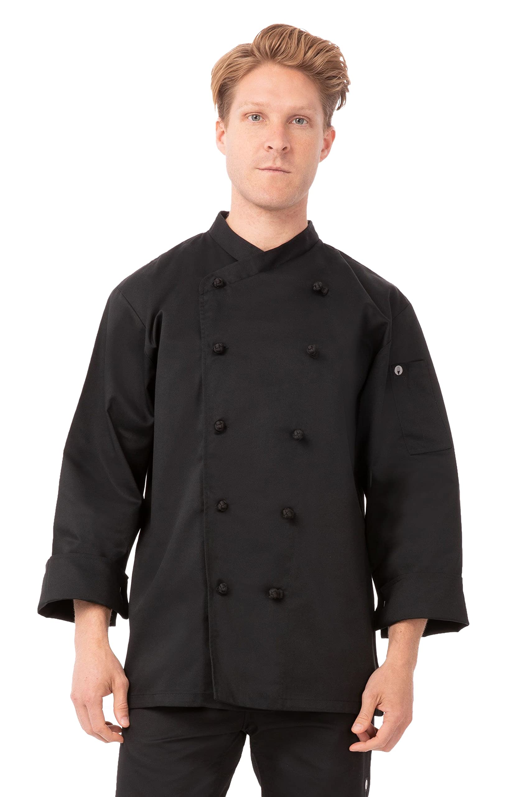 Chef Works Men's Montpellier Chef Coat, Black, Medium