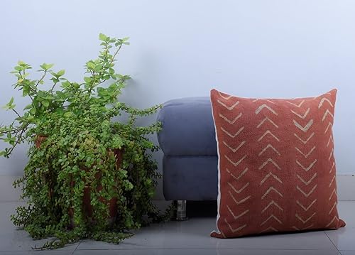 Miniatura 5 de Funda de almohada india de tela de barro, 100% algodón, estilo bohemio, rústico, moderno, tribal para sofá, silla, decoración de sofá (patrón 5, 20