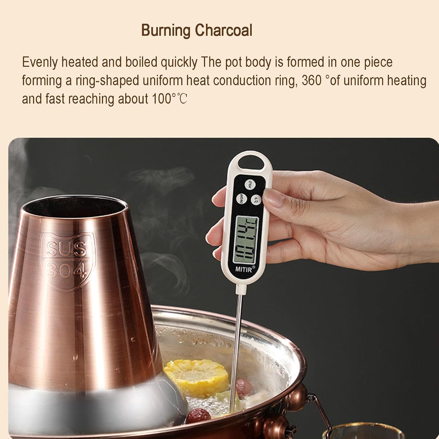 Old Hot Pot,Chinese Copper Hot Pot, Chinese Copper Hot Pot,Two-Flavor Chinese Charcoal Shabu Shabu Pot Old Hot Pot Mongolian Cattle Hotpot with Divider Suitable for Family Home Parties,(B,34cm)