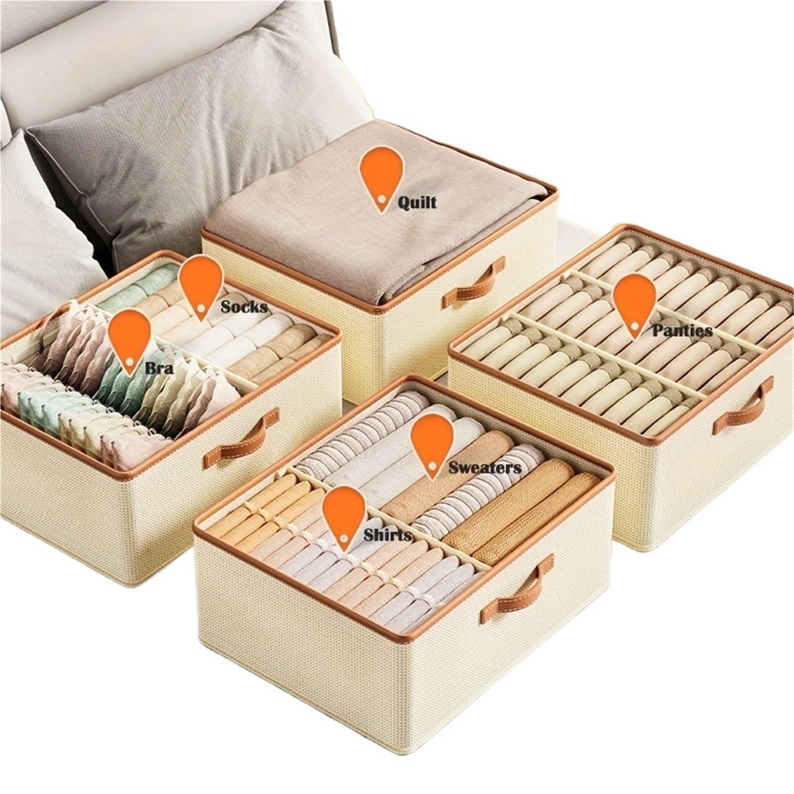 Organizador de cajones para Ropa Interior, Caja de Almacenamiento de Calcetines, Sujetadores, Armario para Ropa, Estuche Plegable, Gran Capacidad para clasificar Pantalones.