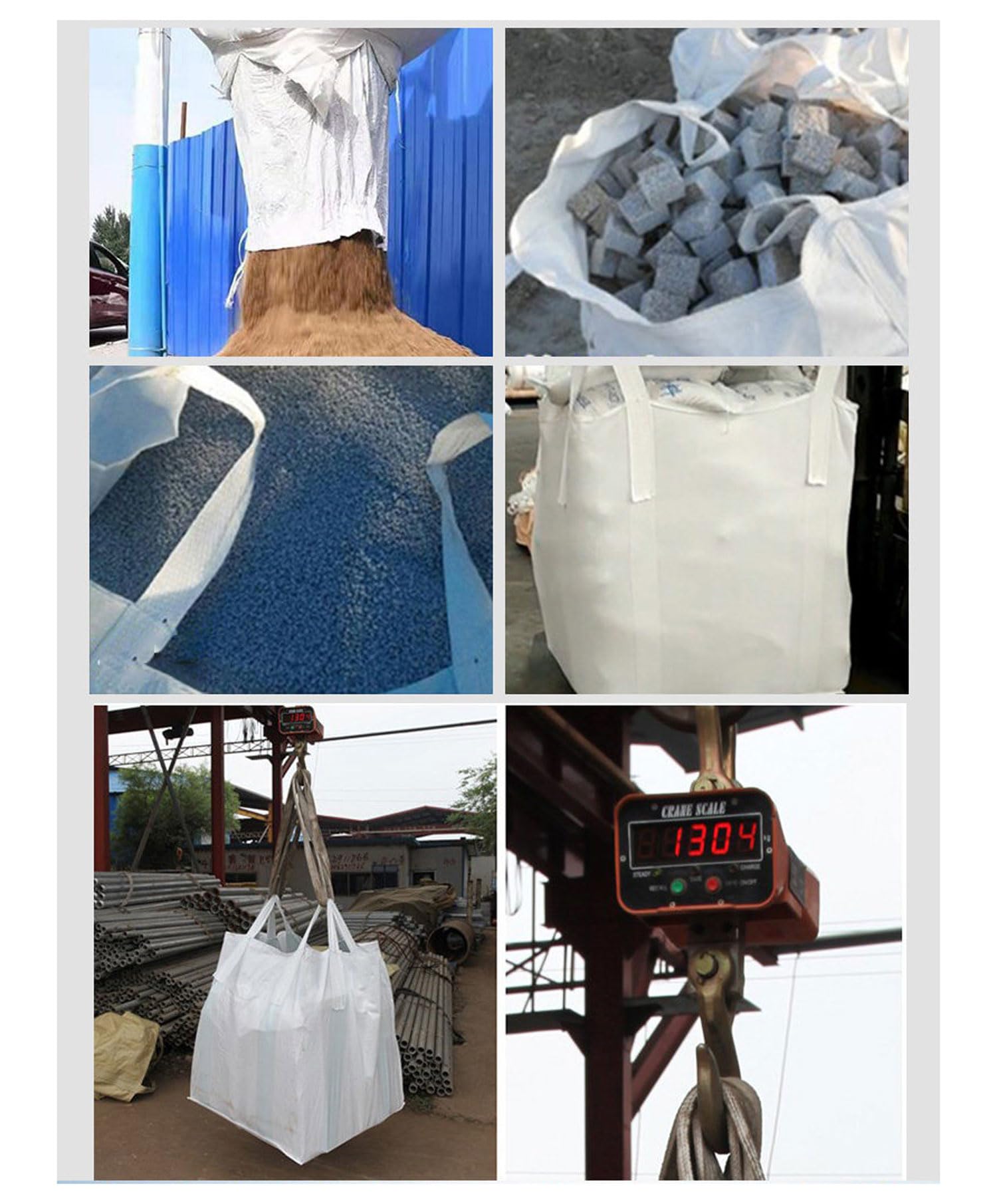 Big Bag in Polipropilene,90 x 90 x 110 cm,Sacco da 1,5 tonnellate,per Materiali da Costruzione detriti edili,Legno,rifiuti da Giardino,Sabbia – Sacchi detriti da Costruzione(Size:5-Pack)