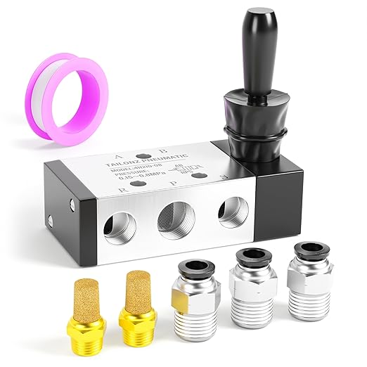 TAILONZ PNEUMATIC 1/4"NPT 5 Way 2 Position Air Hand Lever Operated Valve Pneumatic Solenoid Valve Manual Control Push-Pull 4H210-08