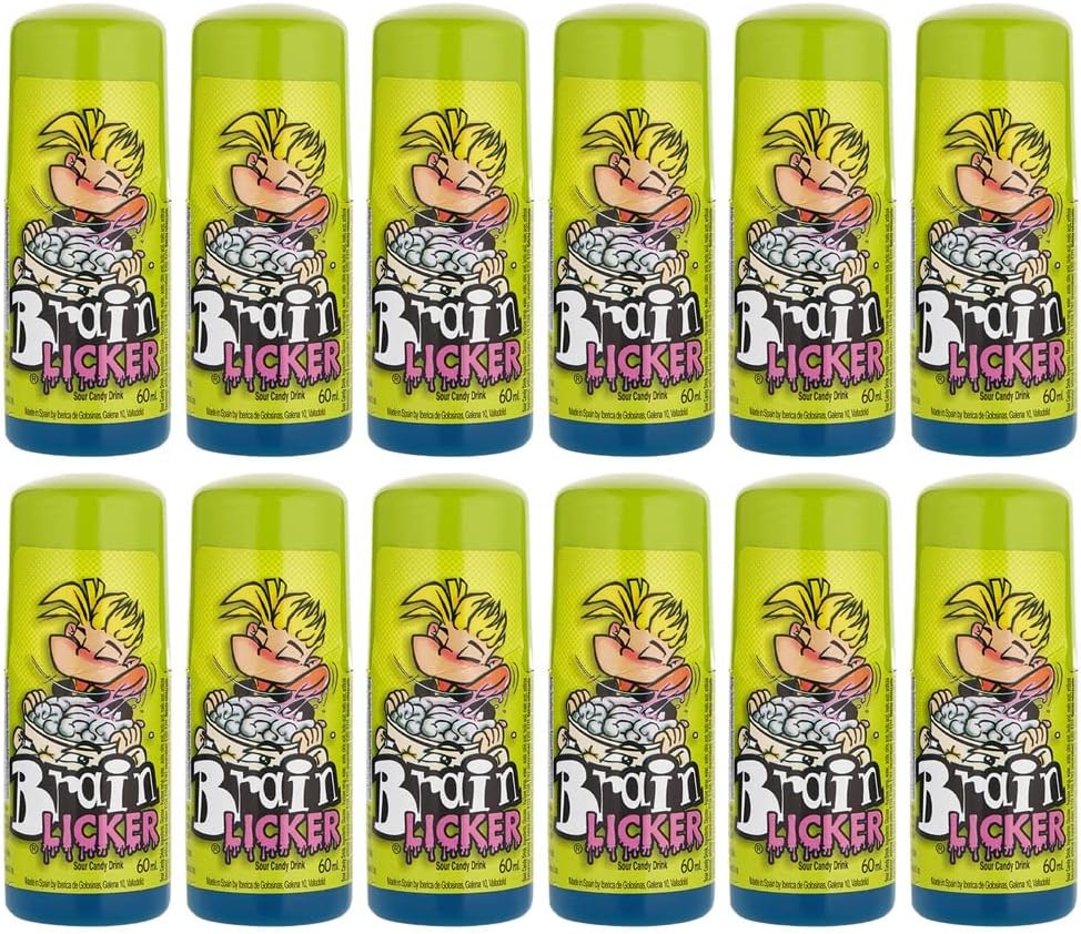 VR Angel 12 x Blue Raspberry Brain Licker Retro Slushy Sweets Liquid Candy Roller Bottle - Each Bottle 60ml