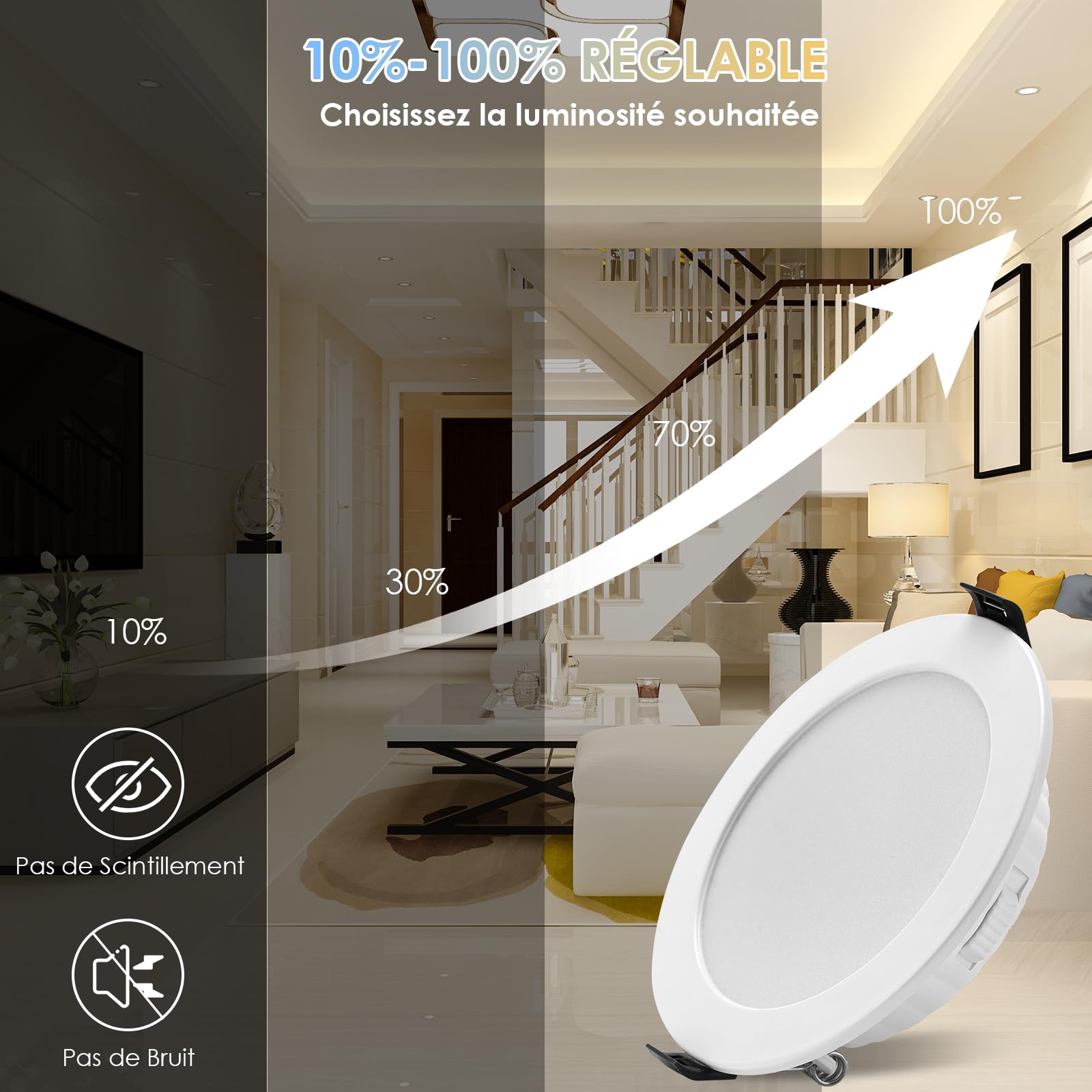 Faretti Led da Incasso per Cartongesso 7W 700 Lumen Faretti da Soffitto Risparmio Energetico 90%, Luci da Soffitto Interno 3000K-6000K Regolabile|IP44|CRI 83+|Foro Ø85-100mm Set di 6