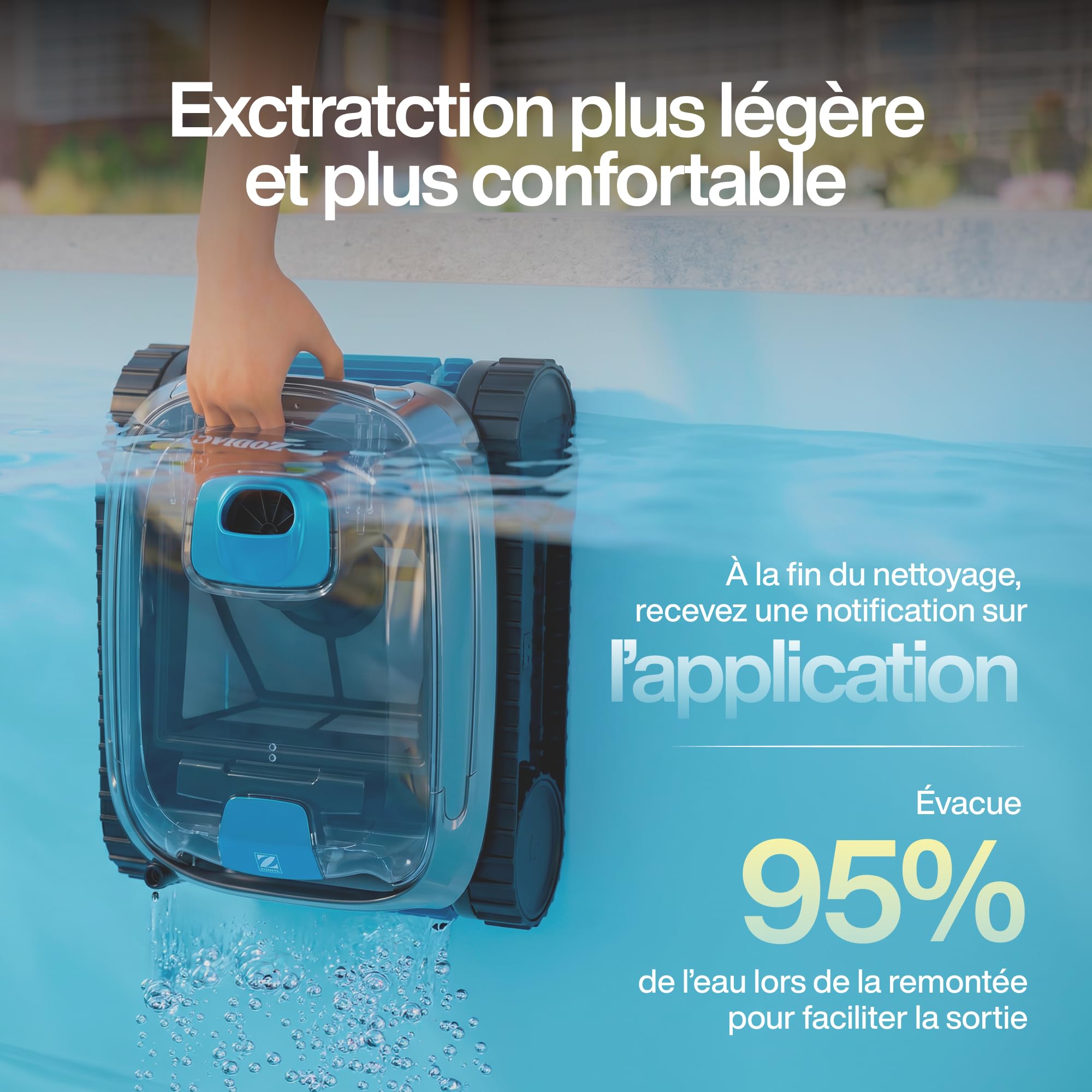 Robot Piscine électrique CNX 30 IQ Zodiac pour Piscine jusqu'à 12x6 m, Nettoyage Fond, parois et Ligne d'eau. Contrôle Via app. Inclus câble 18m, Double Filtration et boîtier de Commande.