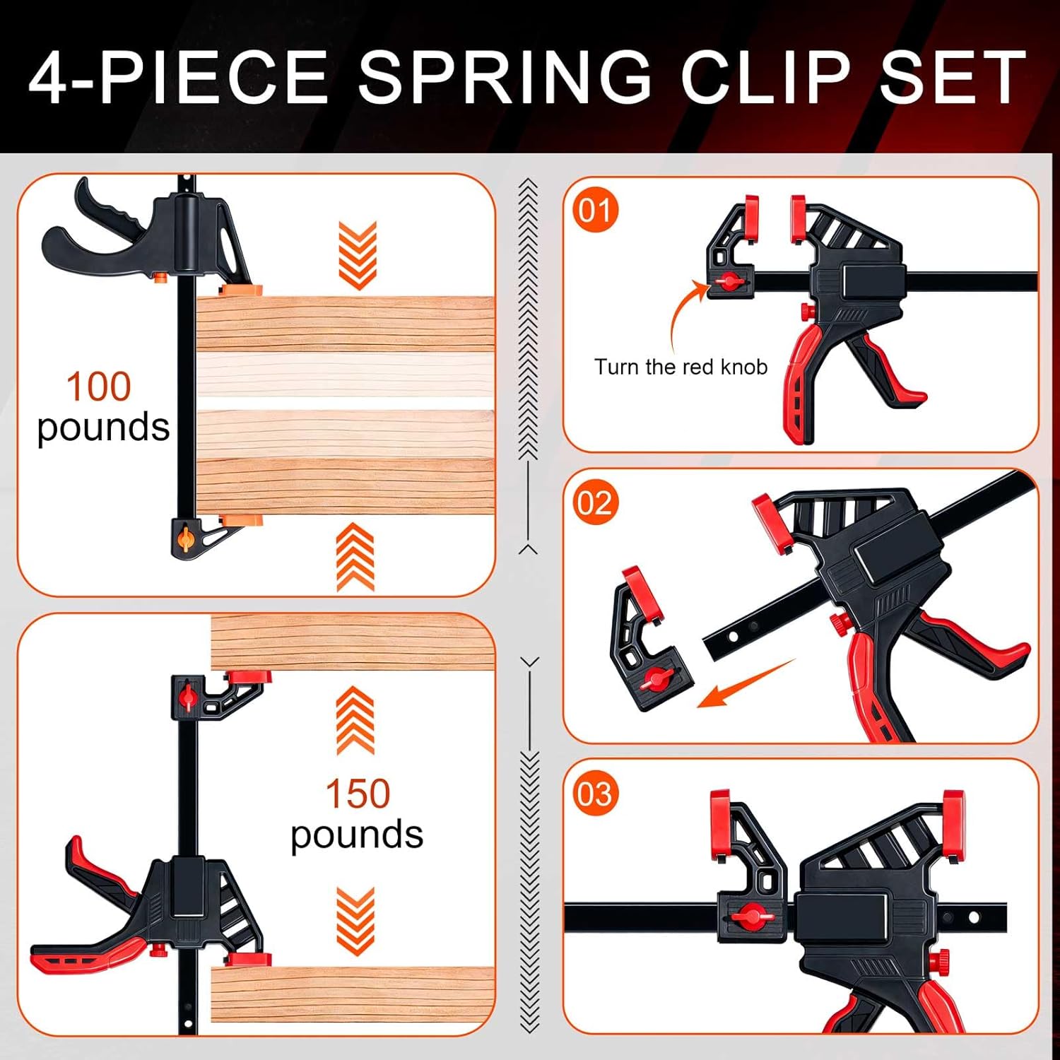 Clamps For Woodworking,wood clamps,bar clamps,6-Inch to Large Corner Clamps Set,90 Degree Right Angle Trigger Clamps for Furniture,Woodwork,and Carpentry Tools–Strong Plastic Spring Clips for Backdrop