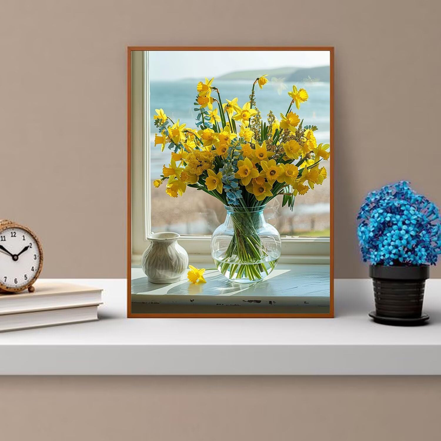 Dipingere con i Numeri Adulti Giallo, Fiori Dipingere con i Numeri Bambini DIY Kit, Set Premium con Pennelli, Decorazione Casa & Creativo Regalo di Compleanno, Attività di Tempo libero 90x120cm z-223