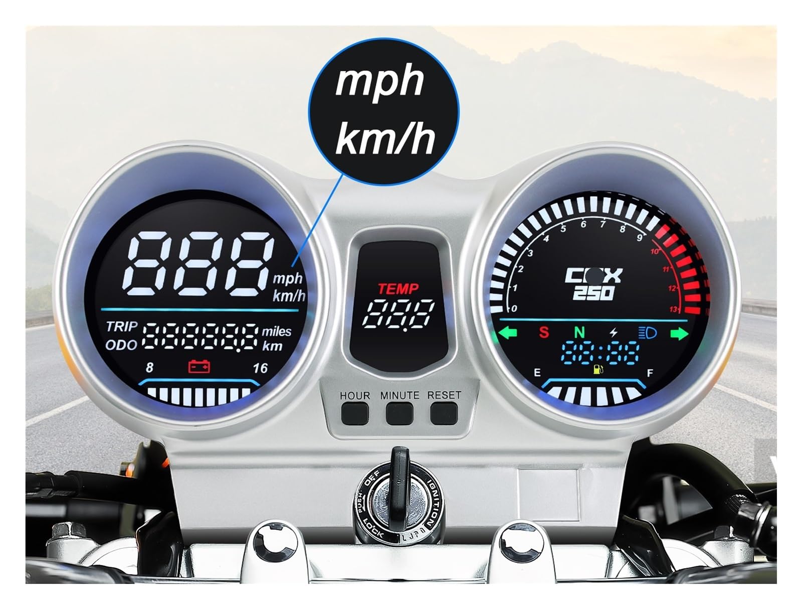 digital odómetro para motocicleta, tacómetro, HD, 12 V para