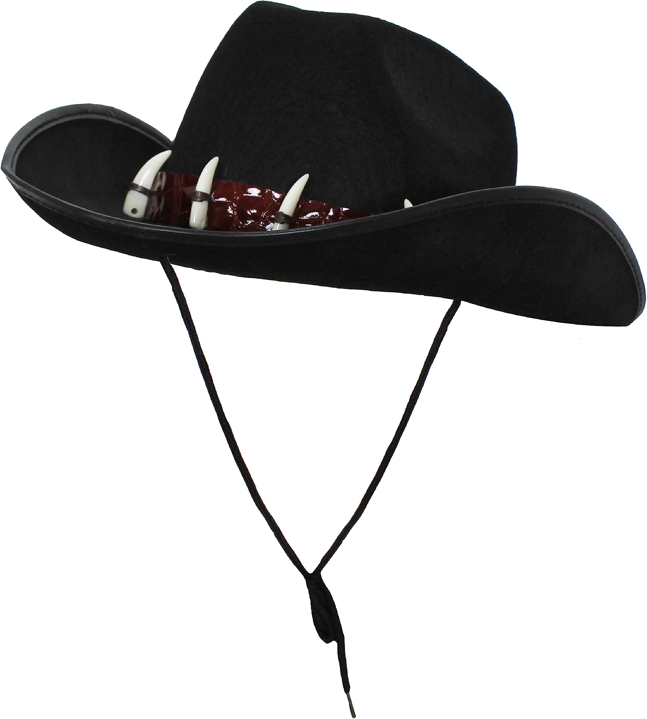 Australian Hat Outback Bush Tucker Fancy Dress Accessory Australia Explorer Hat Crocodile Hunter Costume Black With Fake Shark Teeth (Black)
