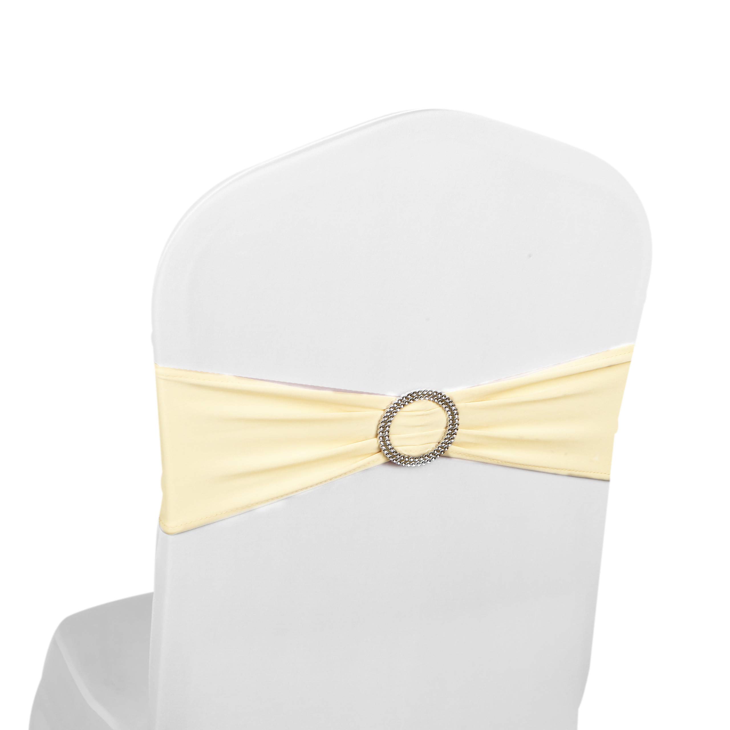 The Chair Cover Company Ivory Elastic Stretch Spandex Chair Covers Sashes Bands With Buckle Bows For Wedding Home Party Suppliers Decorations (, 50Pcs)