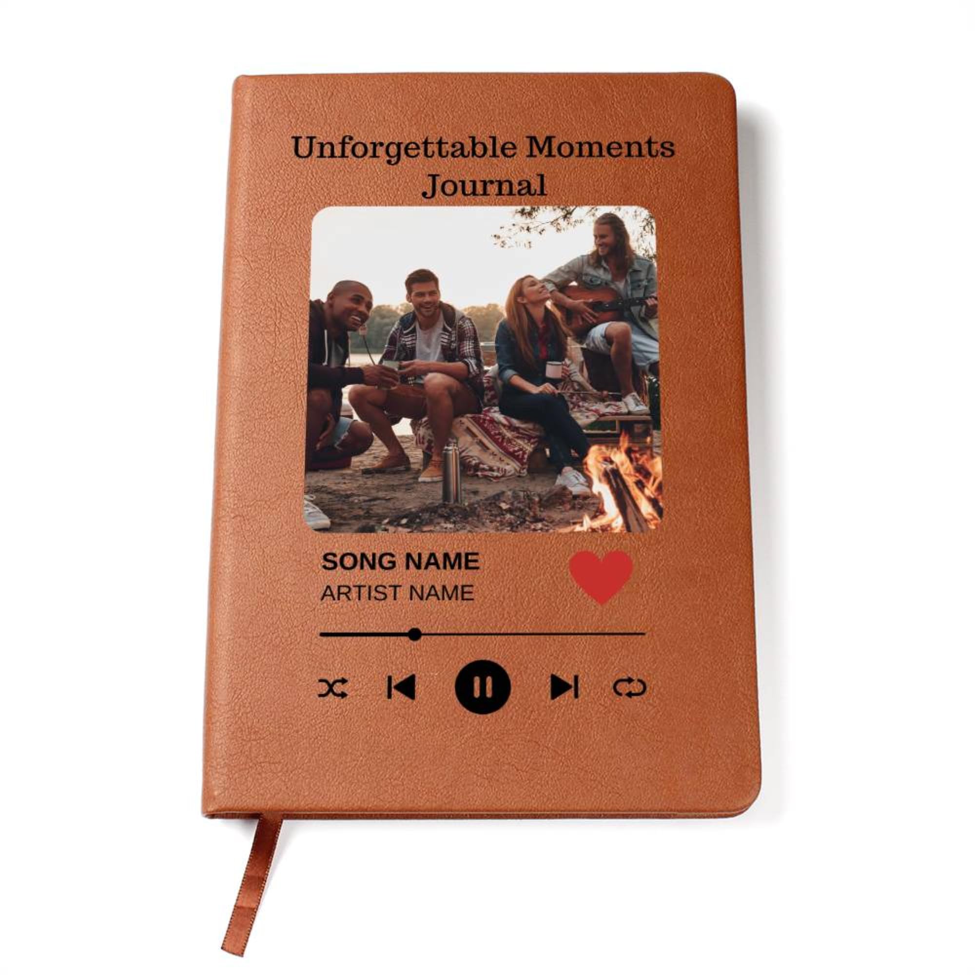 Hilis Personalized Travel Journal, Customize A5 Vegan Leather Notebook With Your Song & Photo, Custom Picture Gifts, Camping Gift for Women Men