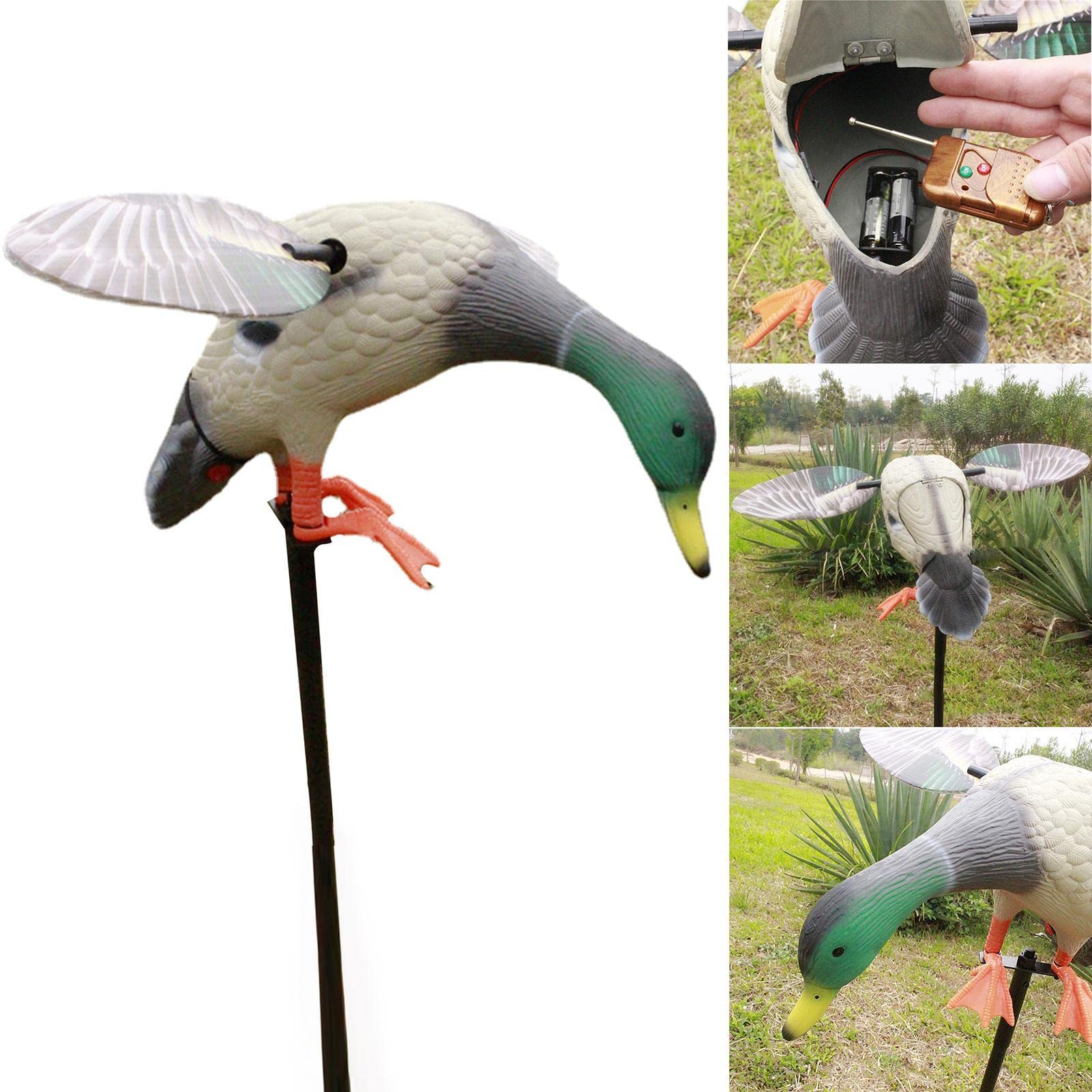 Richolyn Caza Patos - Mallard Wing Señuelo Pato Flexible - Señuelo Pato eléctrico con Mando a Distancia Alimentado por batería para Caza Patos, señuelo más rápido