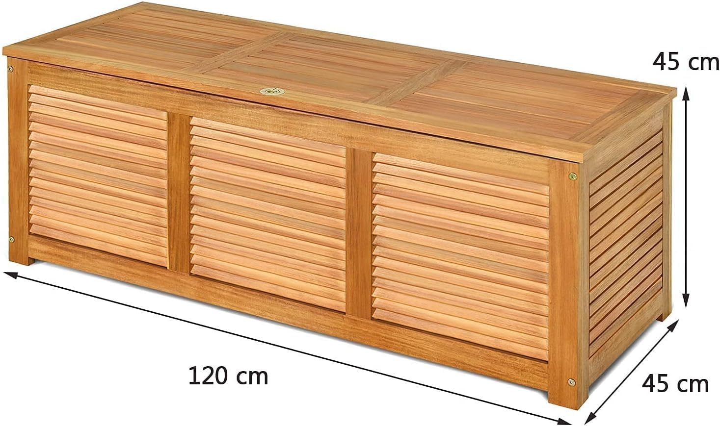 GOPLUS Baúl Almacenaje Exterior de Madera Acacia, Banco Contenedor con Capacidad 178L carga 150 kg, Caja de Almacenamiento con Tapa, Arcón para Jardín Patio Terraza Balcón, 120x45x45cm, Natural