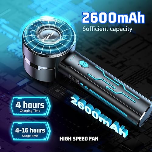 Miniatura 4 de 2 ventiladores turbo portátiles de mano con motor de alta velocidad de 7000 rpm, ventilador personal de refrigeración recargable por USB, 4