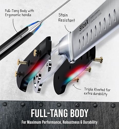 Miniatura 18 de Cuchillo de pechuga – Cuchillo de 12 pulgadas para tallar barbacoa de alta calidad con espiga completa – Regalo para papá de esposa, hijo, hija