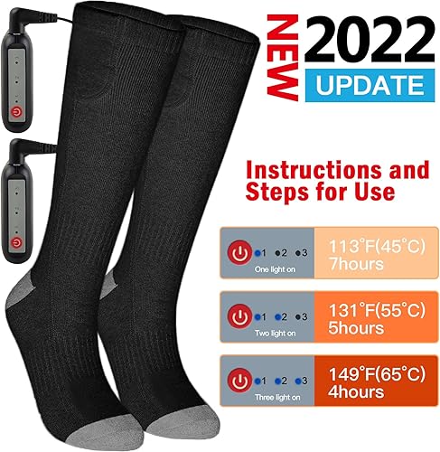 Miniatura 2 de Calcetines calefactables, 3 calcetines de calentamiento ajustables recargables eléctricos para hombres y mujeres, calcetines de invierno para