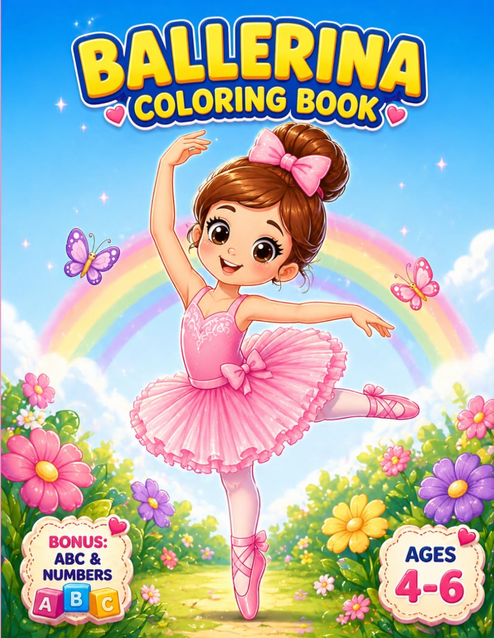 Ballerina Coloring Book for Girls Ages 4–6: Fun and Easy Dance Adventures with BONUS ABC Alphabet & Numbers: 20 Easy Coloring Pages with Cute ... (Smash Kids Coloring & Learning Series)