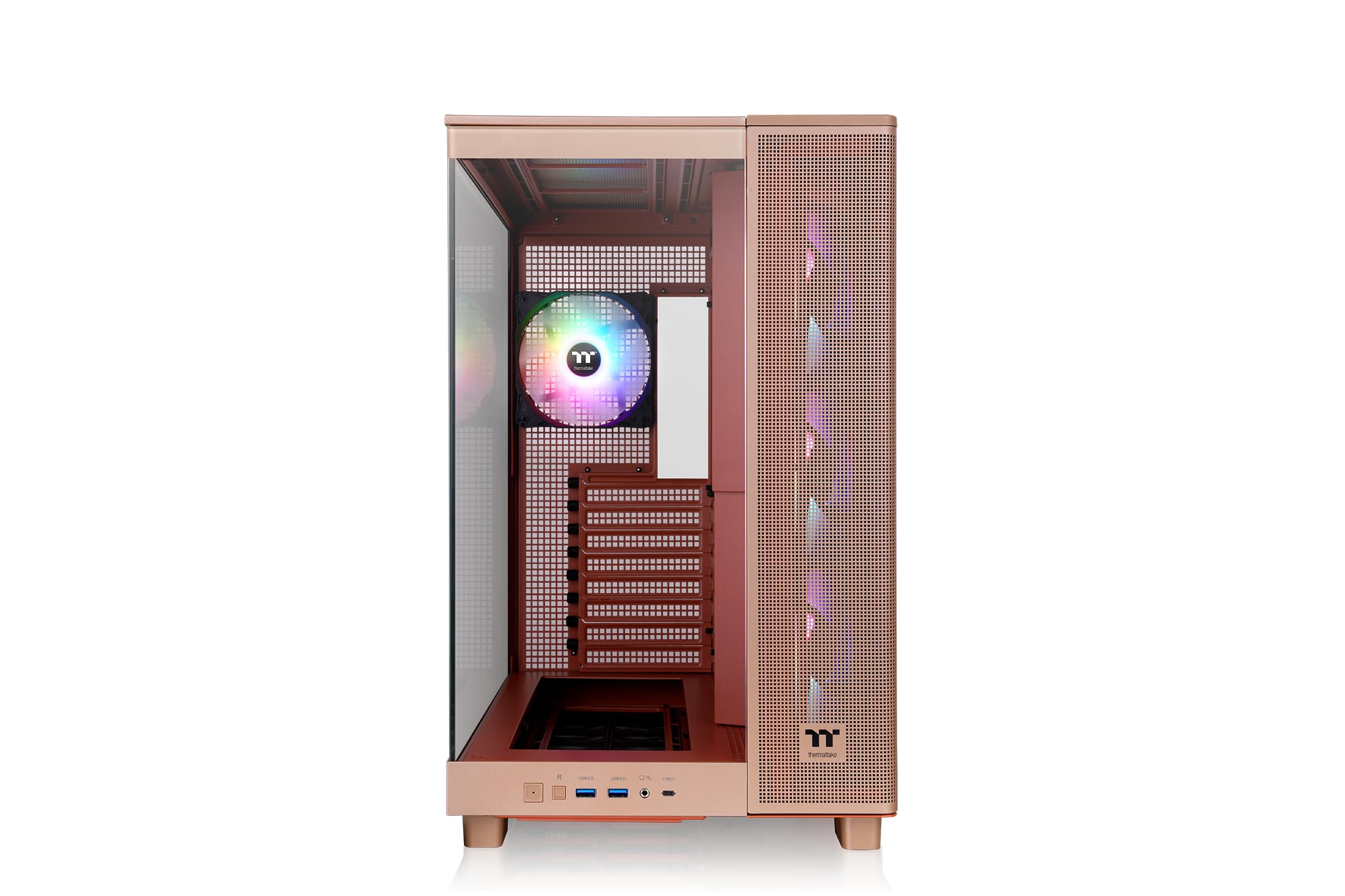 Thermaltake View 380 XL TG ARGB Boîtier PC Moyen Tour Double Chambre | Support Cartes Mères Connecteurs Cachés, 4 Ventilateurs ARGB Inclus, Support Double Radiateur 360mm | Gravel Sand