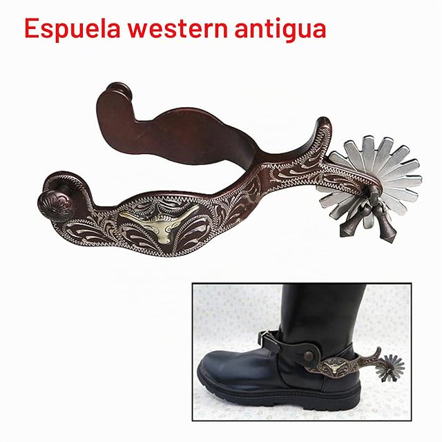 Foto 6 de 6 de Milageto Espuelas, 1 par de espuelas de Vaquero Occidental de Material Acero Inoxidable, espuelas exquisitas