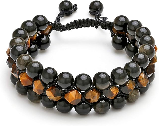 JOVIVI Men Natural Blue Tiger Eye Black Matte Agate Onxy Stone Chakra Bracelet Women 3 Layers Healing Gemstones Crystals Prayer Mala Beads Wrap Bracelet Adjustable