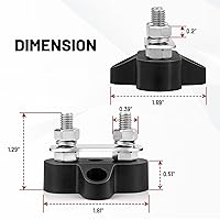Vista 7 de RED WOLF Bloque de distribución de energía de 12 V 100 A, barra colectora de doble perno de 14 pulgadas, barra de bus M6, poste de conexión