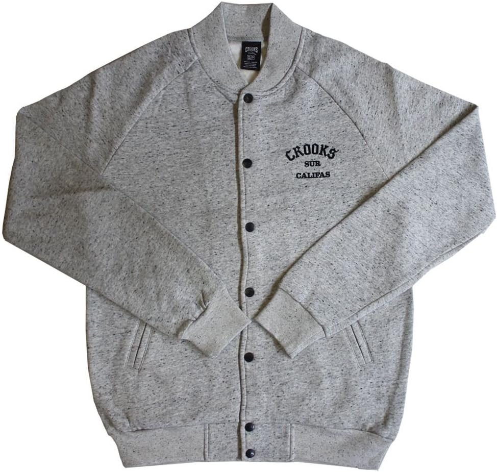 Crooks & Castles Sur Califas Woven Baseball Jacket Lt Grey Speckle
