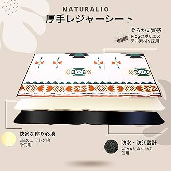 Naturalio レジャーシート 3層構造 厚手 ピクニックシート 200cm Amazon.co.jp: Naturalio レジャーシート 3層構造 厚手
