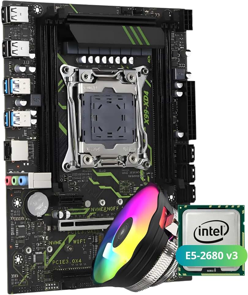 QUASAR Kit Upgrade Placa-Mãe X99 XD4 2.0 Chipset C612, Suporte 128GB, Compatível Win 11 e TPM 2.0 + Processador Xeon E5-2680v3 (Placa + Xeon + Cooler)