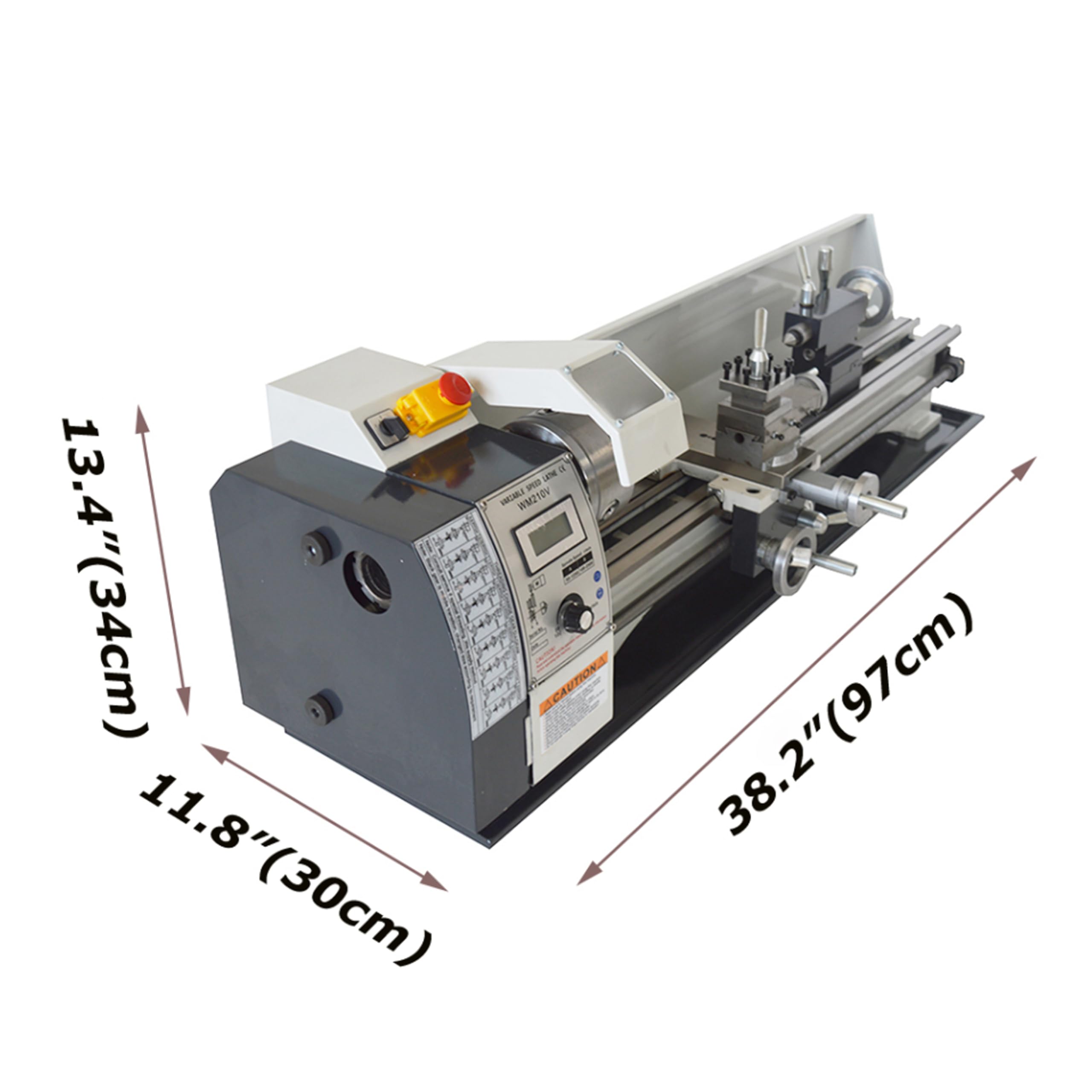 IntXanth Metal Bench Lathe Machine 8 * 24 Inch for Milling Drilling Metal Working with Adjustable Speed Three-Jaw Chuck Metric Scale Emergency Stop Switch 1100W