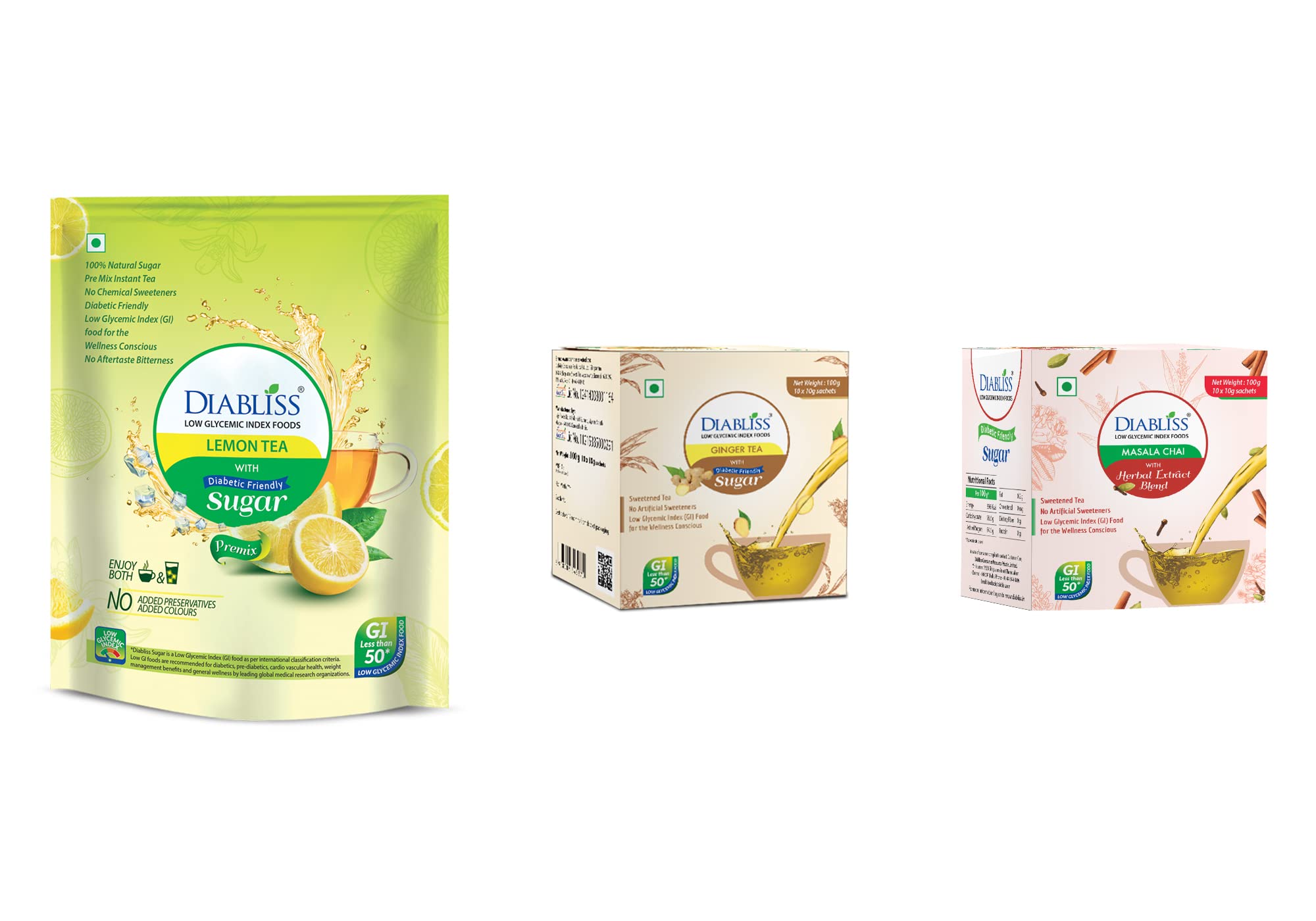 Diabliss Tea Premixes Combo - Lemon Tea 500g Pouch, Ginger & Masala - Each 10 x 10g Sachets. Instant Tea, For Wellness Conscious Diabetic Friendly (B0BFHS3FM1) Amazon Price History, Amazon Price Tracker