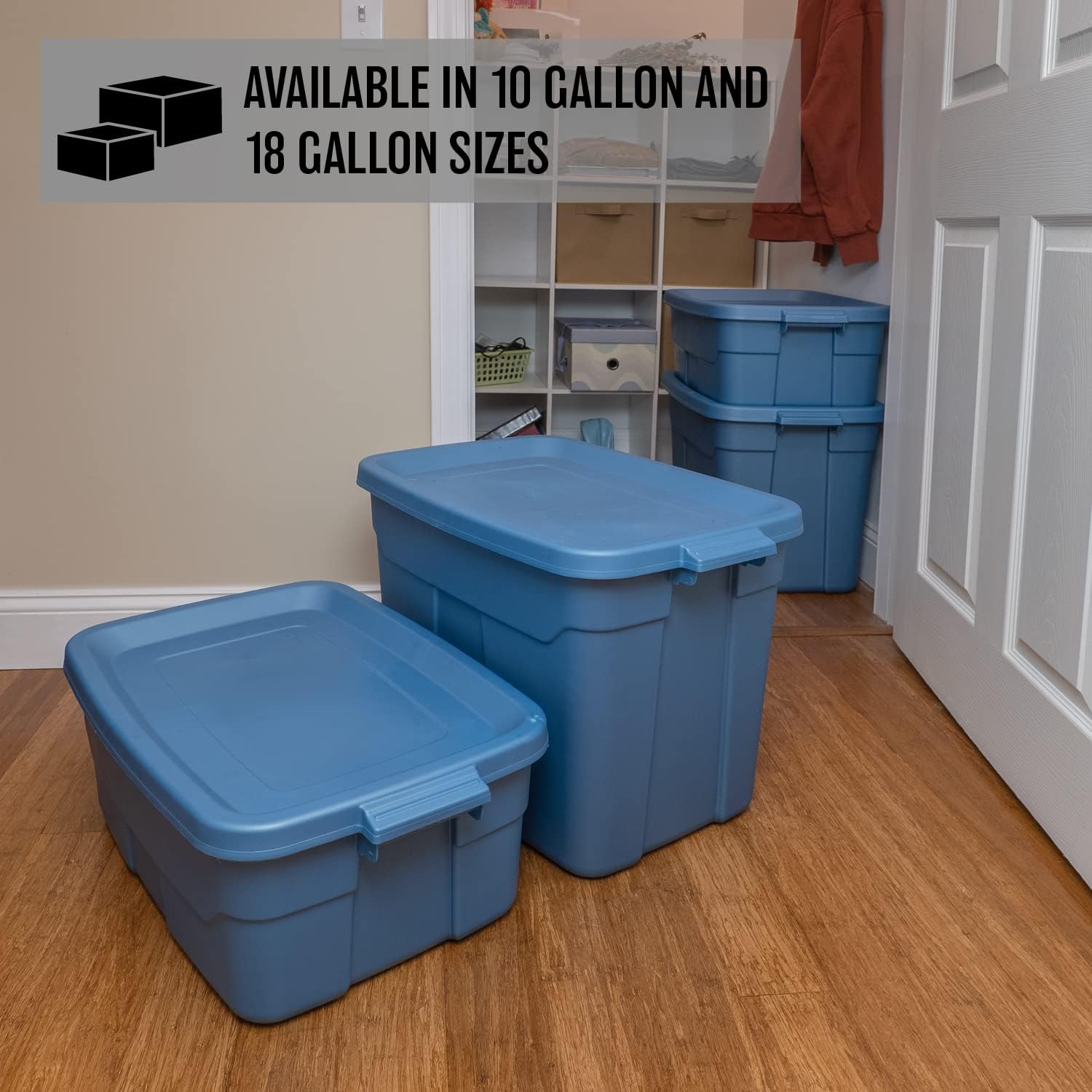 CX Rugged Tote 10-Gallon Heavy Duty Storage Bins with Lids, Stackable Plastic Storage Bins with Weather-Resistant Design, Home Organization, 4 Pack (8.8H x 24.2W x 16.2D)