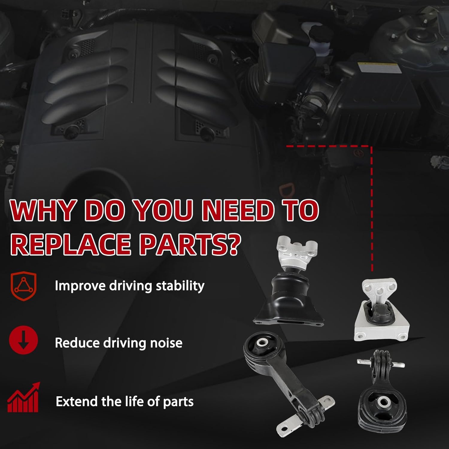 Set of 4 Engine Motor Mount Transmission Mount Fit for Civic 2006 - 2010 1.8L 1799cc Torque Strut Mount kit Auto Engine Support Parts Replace OE A4530 A4534 A4543 A4546