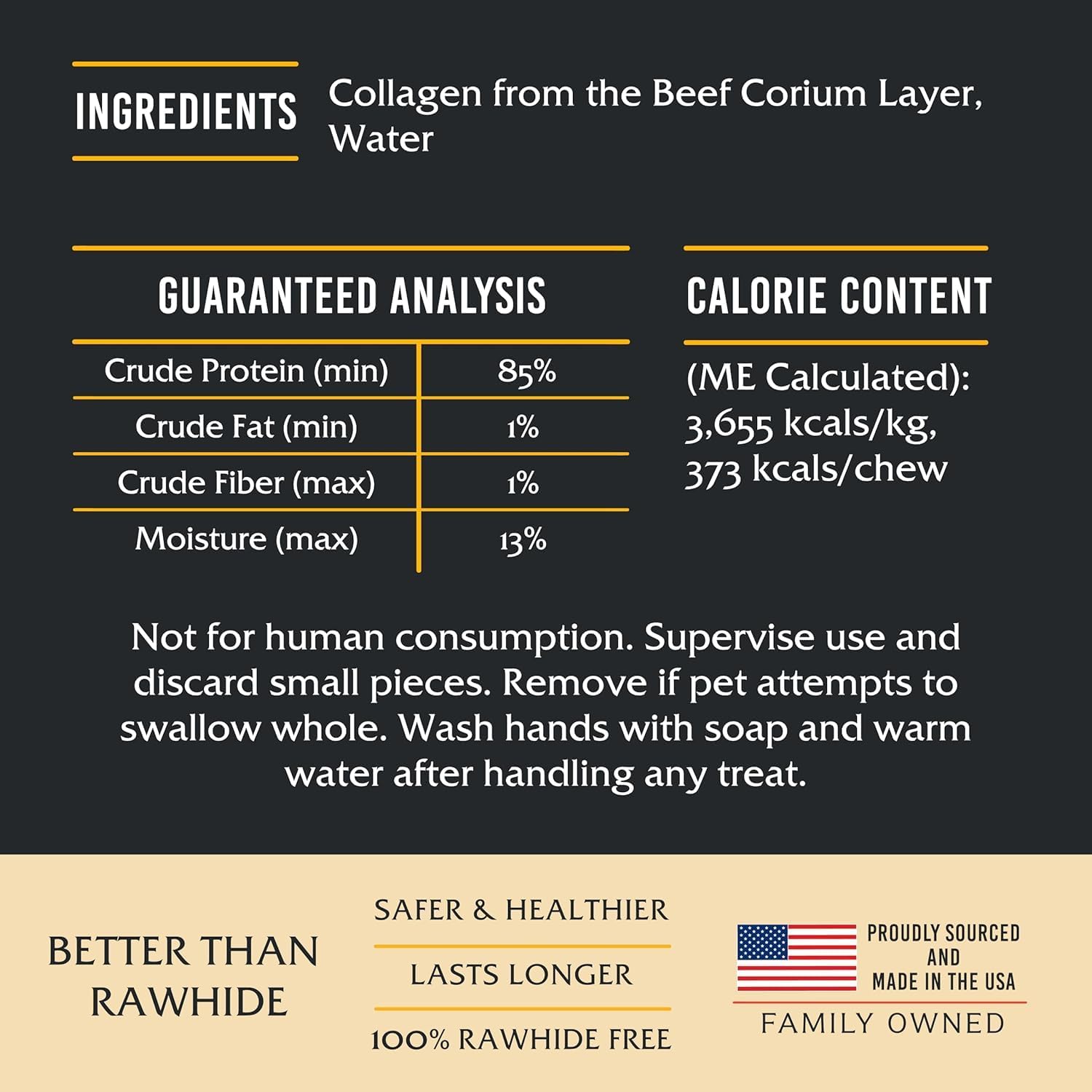 FIDELIS Rawhide Free Dog Chews Long Lasting, Treat Sticks, Dog Treats, Small & Large Dogs, Beef Collagen, Gluten Free, Grain Free, Pet Chew, Bones-Alternative, Made in USA, 4pk, Peanut Butter, 10"