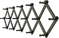 Vista 1 de SKOLOO Percha de pared de acordeón con 16 ganchos, moderno perchero expandible para pared, madera maciza, color nogal oscuro