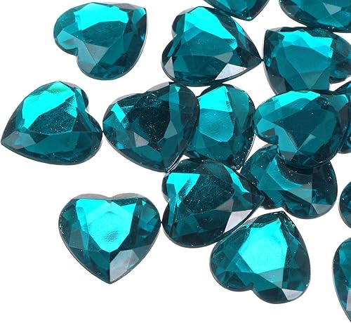 Miniatura 14 de MECCANIXITY 20 piezas de diamantes de imitación acrílicos de corazón de 0.98 pulgadas (0.984 in) con parte trasera plana, gemas de plástico
