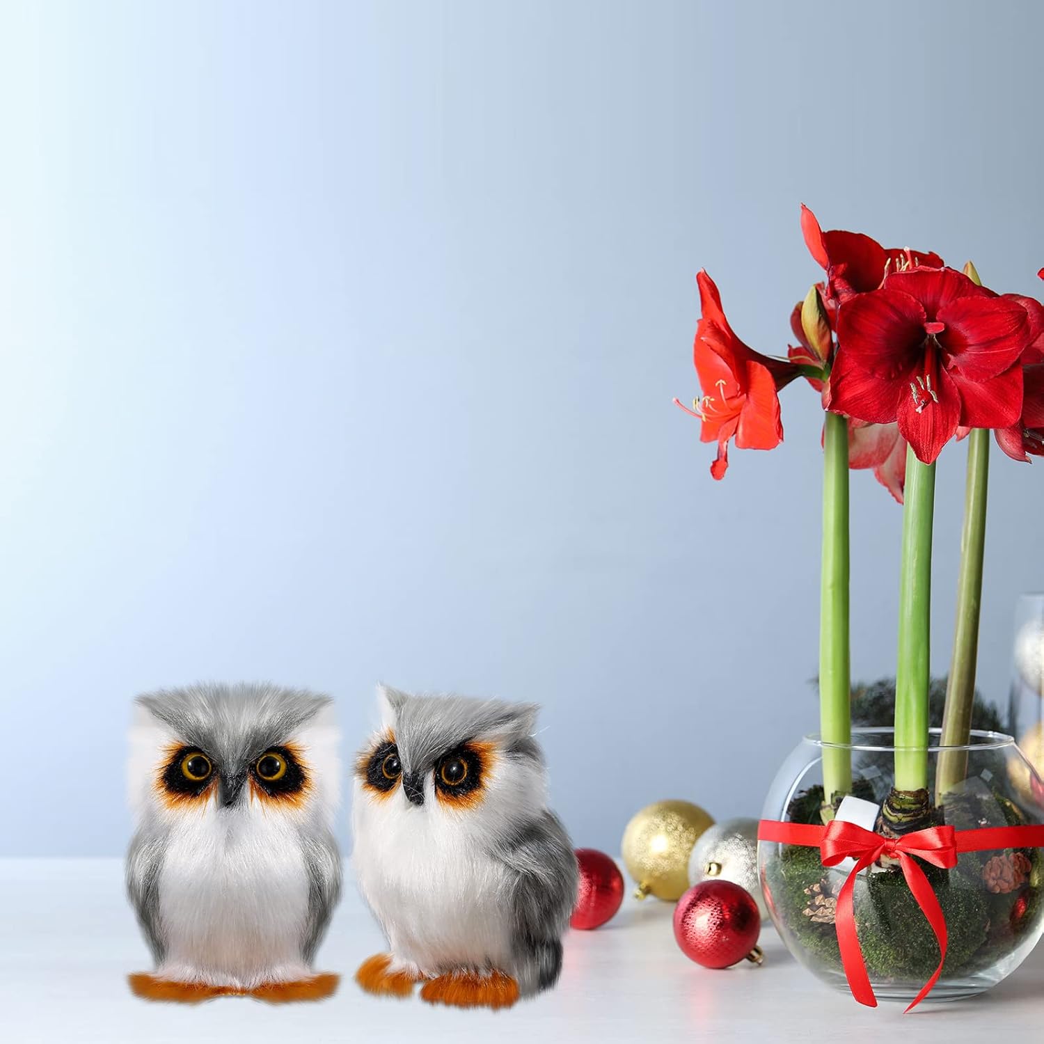 Sratte Christmas Owl Ornament Furry Owl Ornaments Cute Hanging Animal Decoration for Christmas Tree Carnival Party(White,12 Pcs) - Image 5