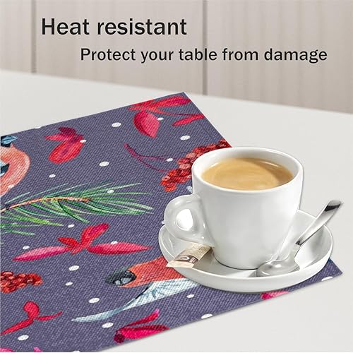 Miniatura 5 de Bird Pattern Design Placemats Set of 4 Table Mats Washable Placemat Waterproof Place Mats for Party Home Dining Table Decor 18x12 in