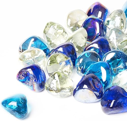 APROMISE Vidrio de fuego para hoguera  Diamantes de vidrio para hoguera de 1 pulgada  Roca de vidrio para hoguera de propano y chimenea de gas  10