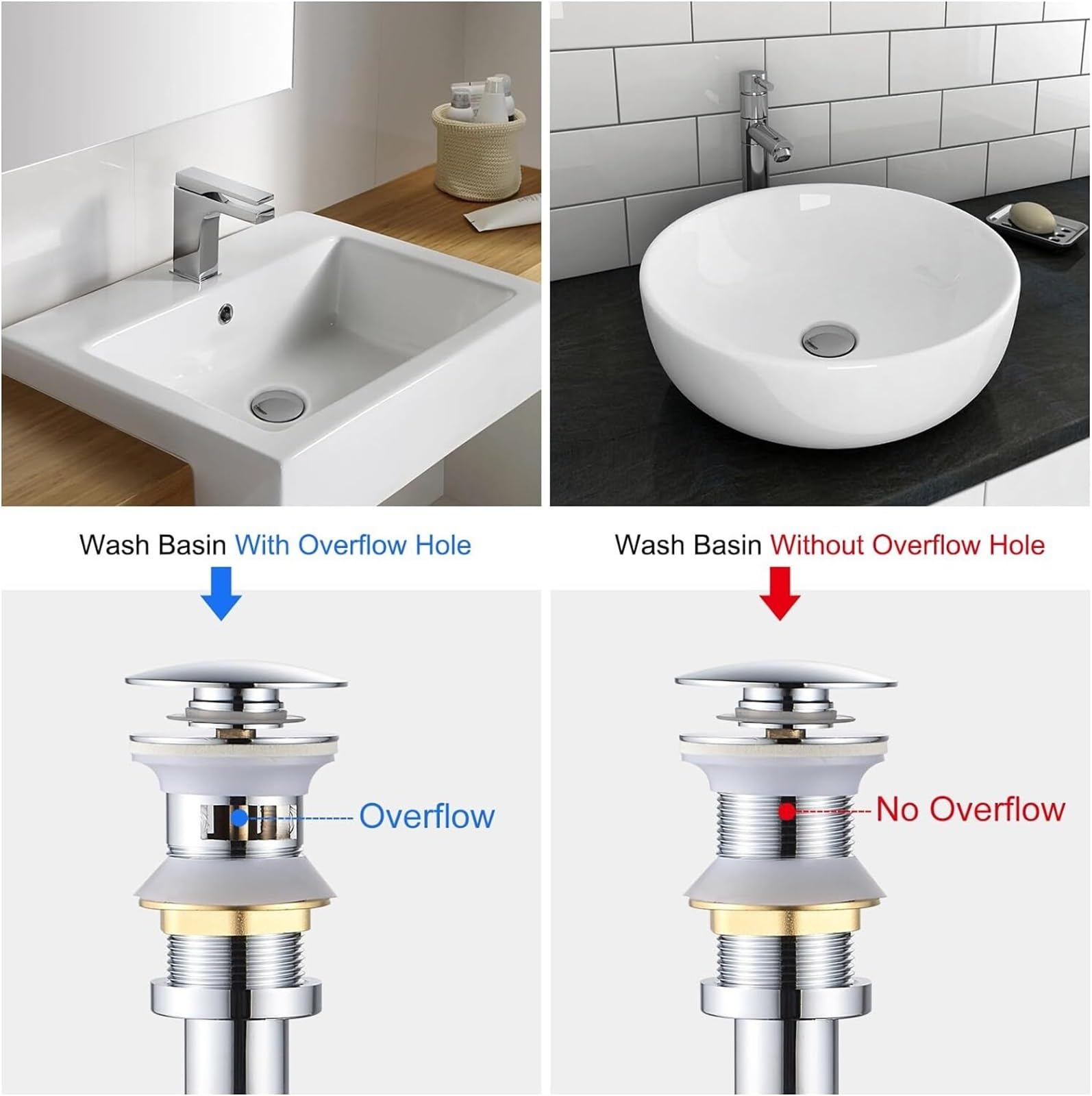 Siphon-Sets for Waschbecken und Abflüsse im Badezimmer für Waschbecken(Chrome No hole)