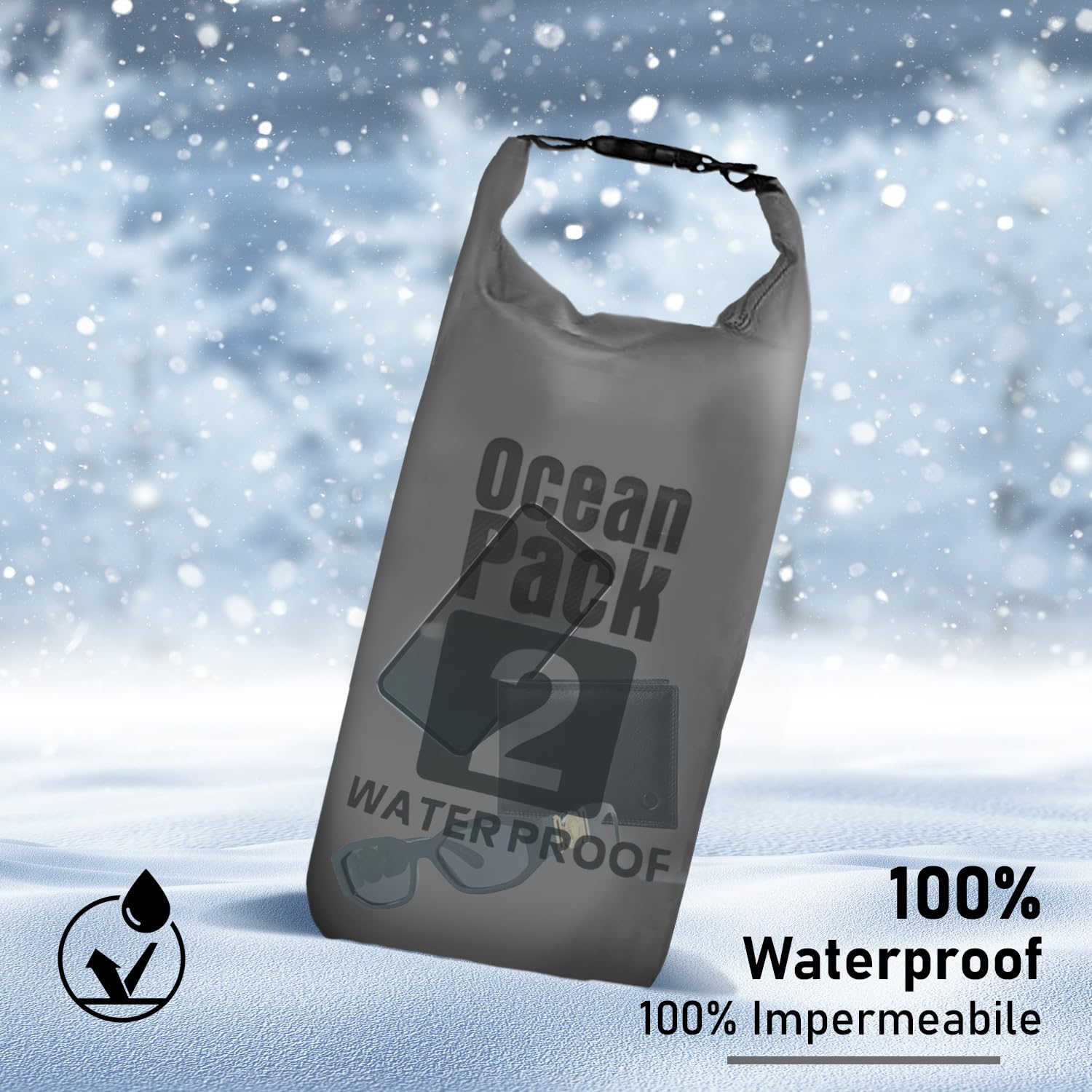 Cable Technologies Dry Bag, Waterproof Backpack, Roll Closure and Shoulder Strap - Image 3